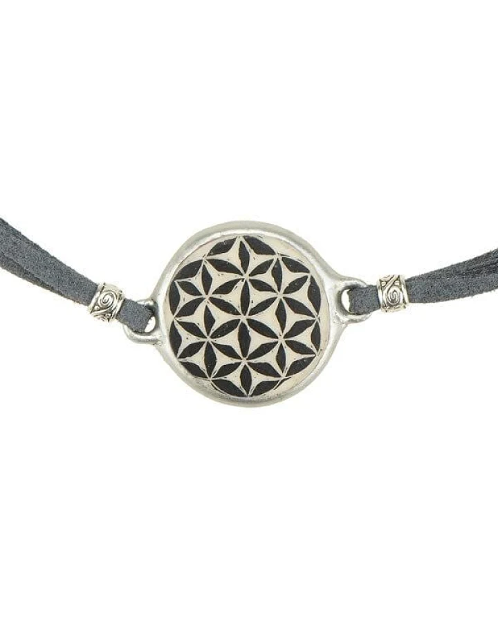 Mambu Design 2in1 Upcycling Armband - Flower of Life - Straußeneischmuck