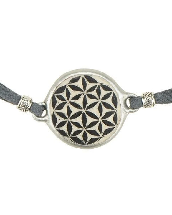 Mambu Design 2in1 Upcycling Armband - Flower of Life - Straußeneischmuck