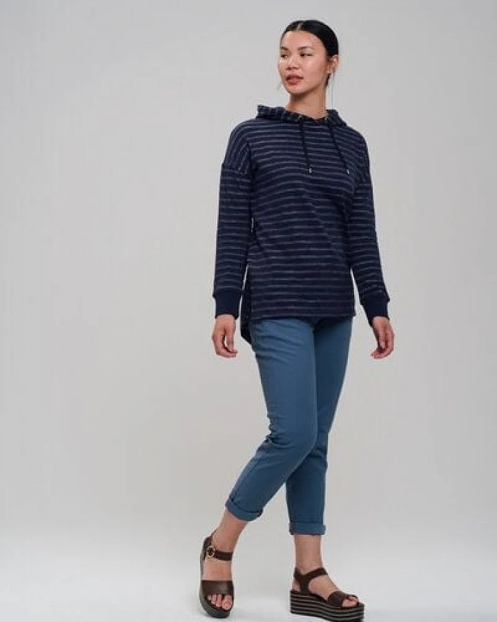 recolution Longfitted Hoodie #STRIPES dunkelblau