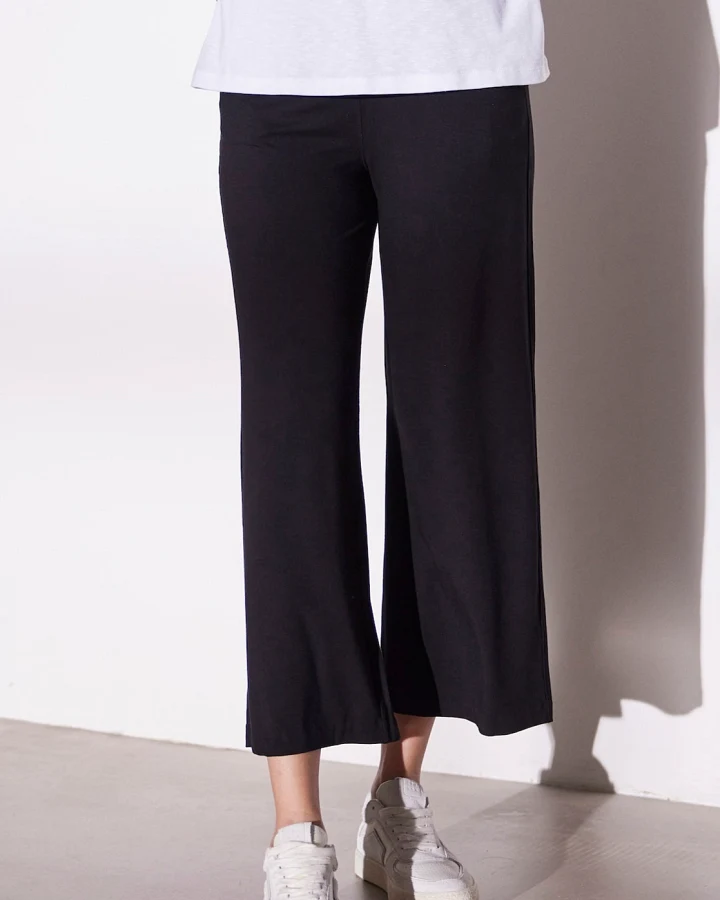 LAURIE Damen vegan Lose Hose Crop Jersey Donna Schwarz