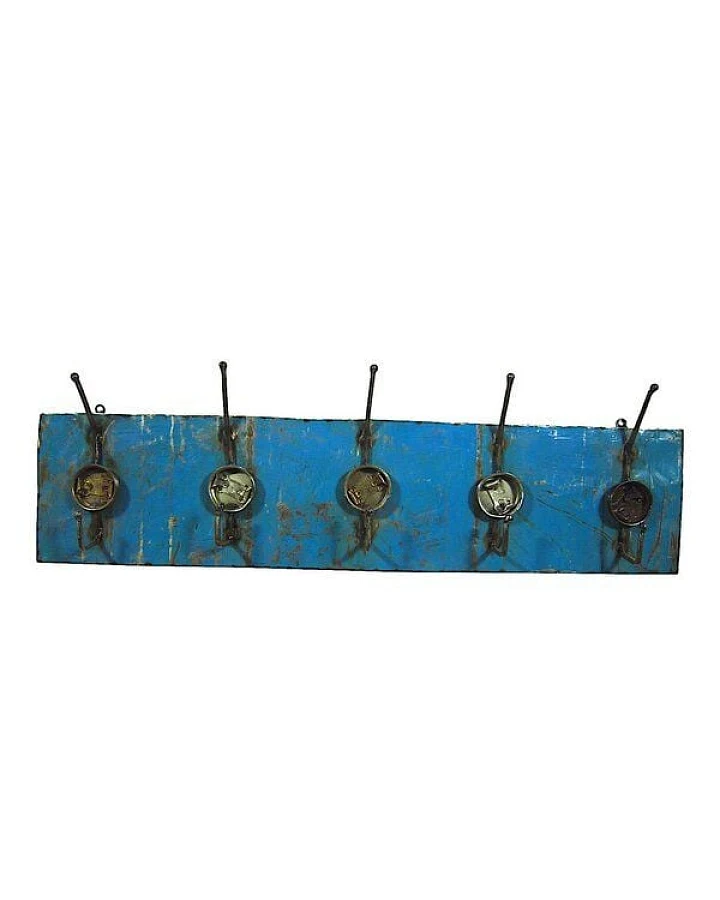 Moogoo Creative Africa Upcycling Ölfass Garderobe - 5fach - Gelb & Schwarz - 90cm