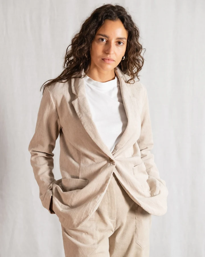 Jyoti Fair Works Damen vegan Blazer Sharad Beige