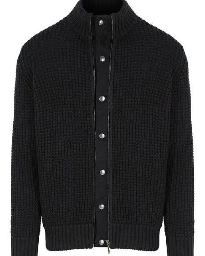 Will's Vegan Shop Waffel-Cardigan schwarz stricken Herren