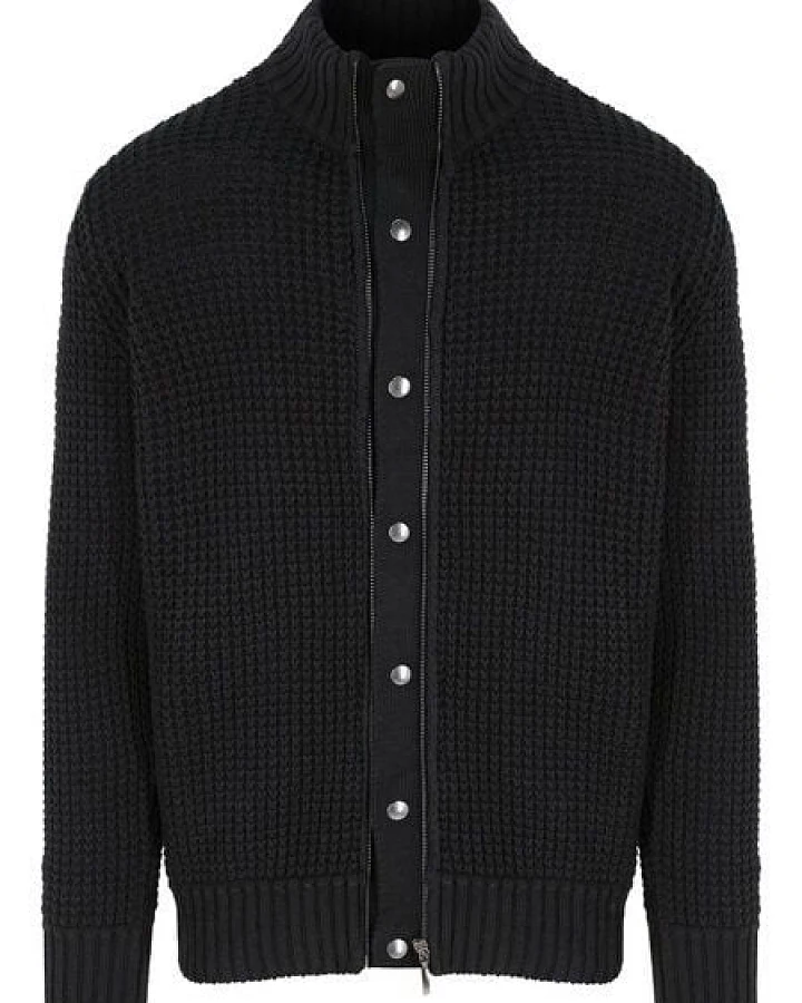 Will's Vegan Shop Waffel-Cardigan schwarz stricken Herren