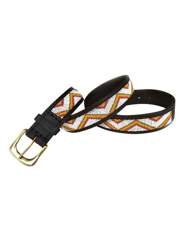 Zinj Design Massai Ledergürtel - White Moran Kenia - Unisex