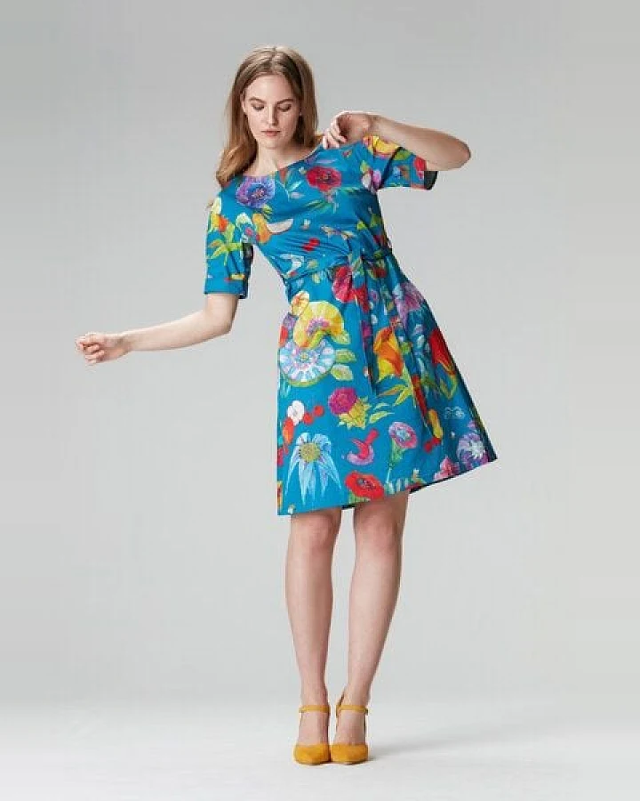 Studio Hertzberg Blumenkleid "GII-NA" aus Bio Baumwolle & Lyocell