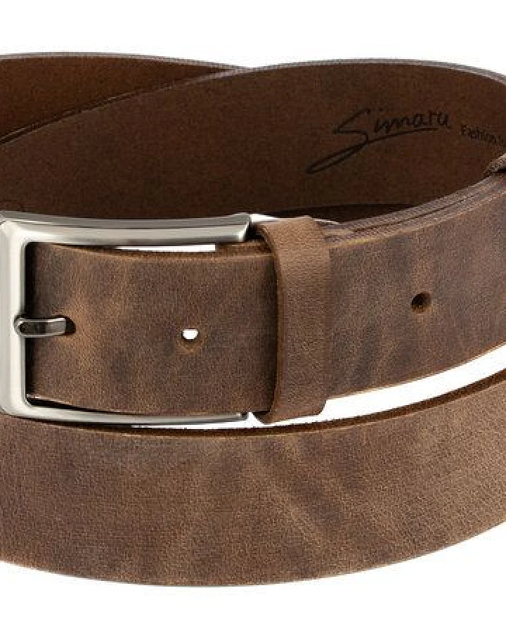 Simaru Herren Ledergürtel Orleans Used-Look, Premium Leder pflanzlich gegerbt
