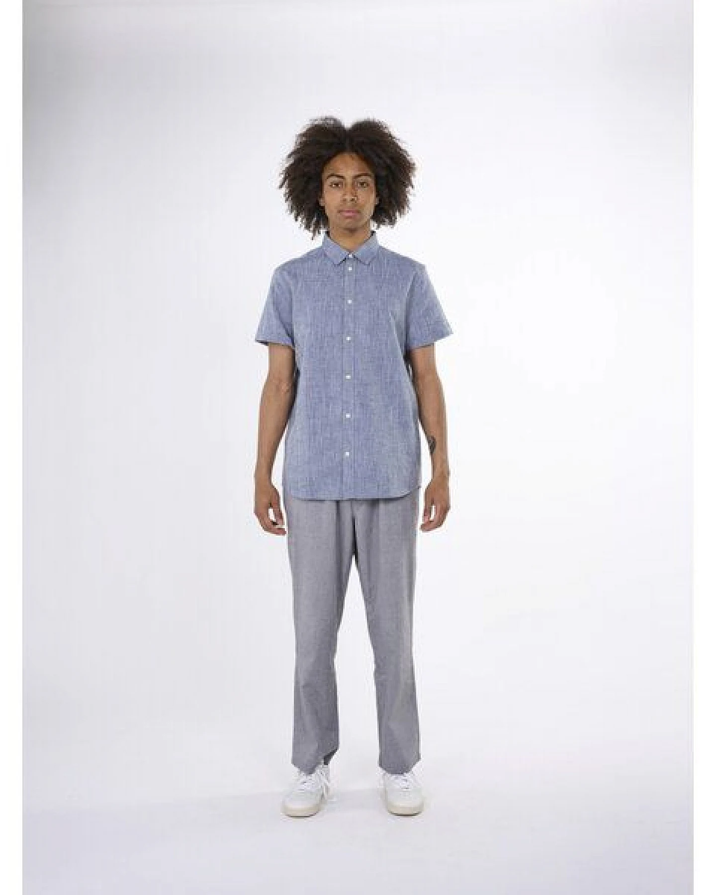 KnowledgeCotton Apparel Larch Shortsleeve Linen Shirt GOTS – Ansicht 3