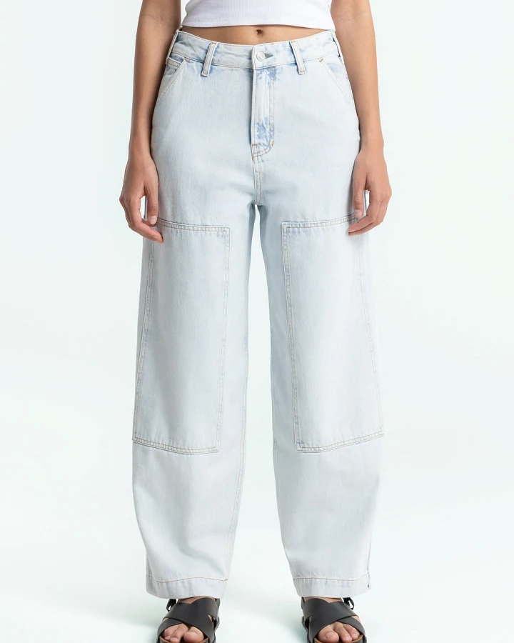 Kings of Indigo Damen vegan Jeans Unisex Leyda Chase Super Light Marble Blue