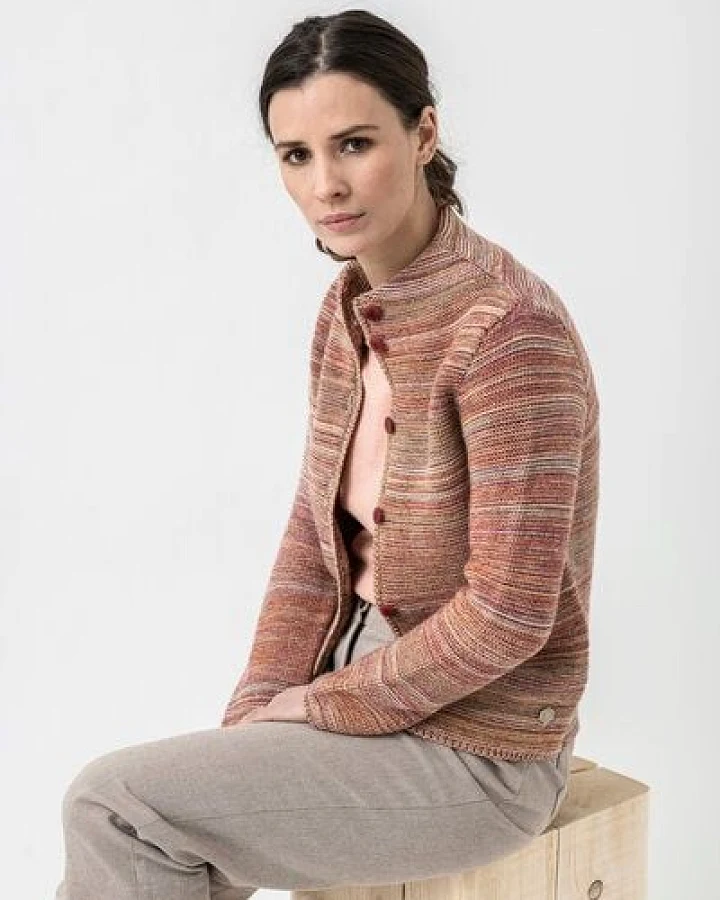 Grenz/gang Damen Strickjacke ELLY aus Schurwolle (kbT) - mouliné