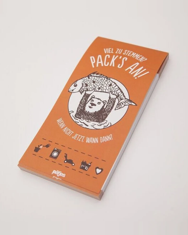 päfjes Viel zu Stemmen? Pack’s an! - Notizblock mit Bär&Fisch - 100 Seiten