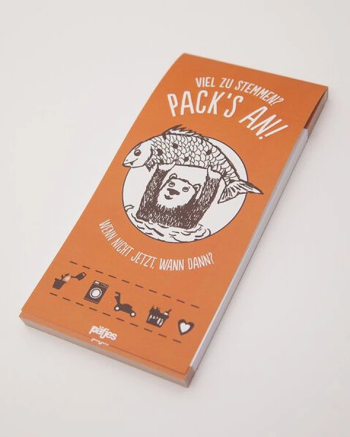 päfjes Viel zu Stemmen? Pack’s an! - Notizblock mit Bär&Fisch - 100 Seiten