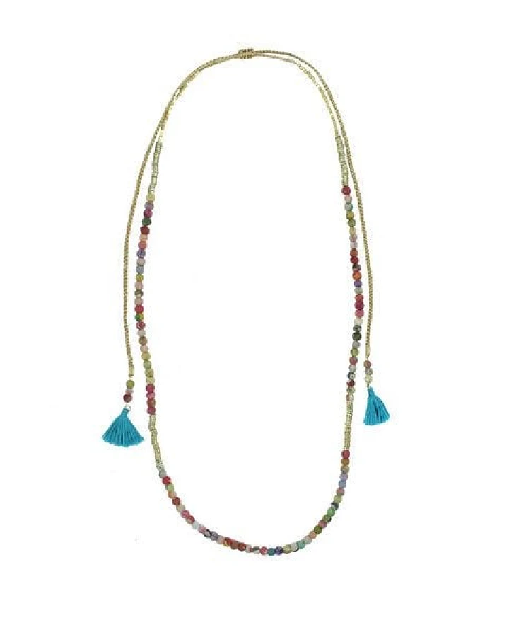 Worldfinds Kantha Tassel Wrap Necklace