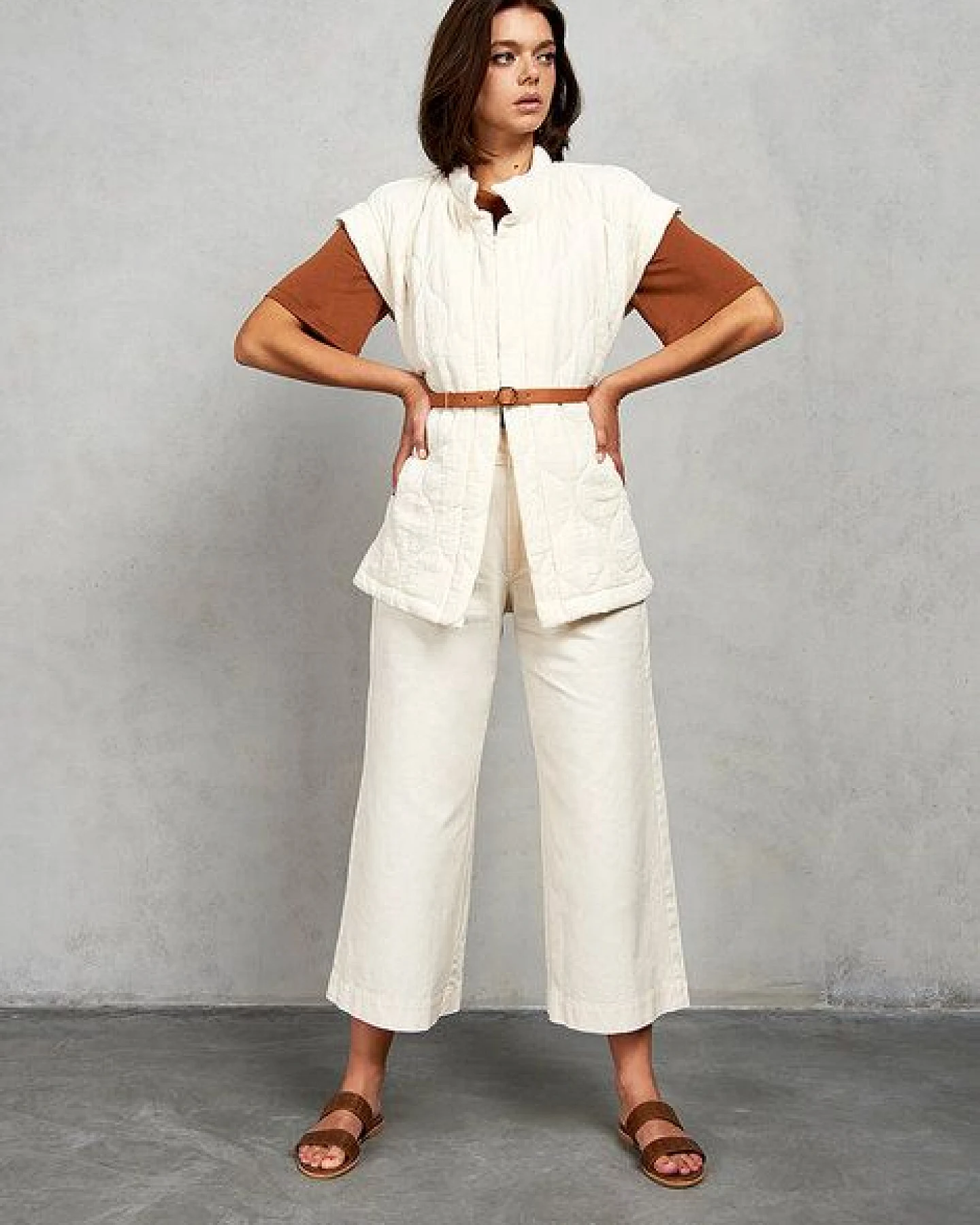 NINE TO FIVE Strappy Slide #adria woven tabak – Ansicht 3