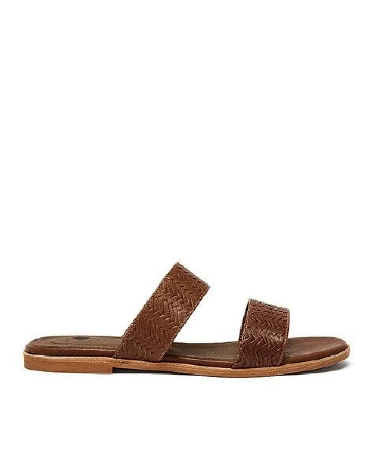 NINE TO FIVE Strappy Slide #adria woven tabak