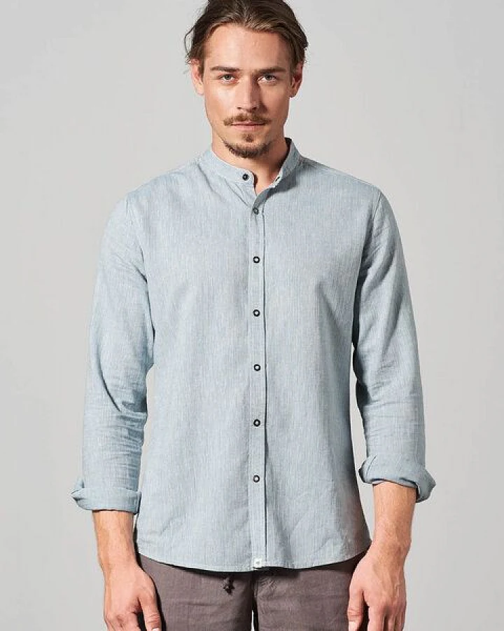 HempAge Herren Langarm Hemd Hanf/Bio-Baumwolle