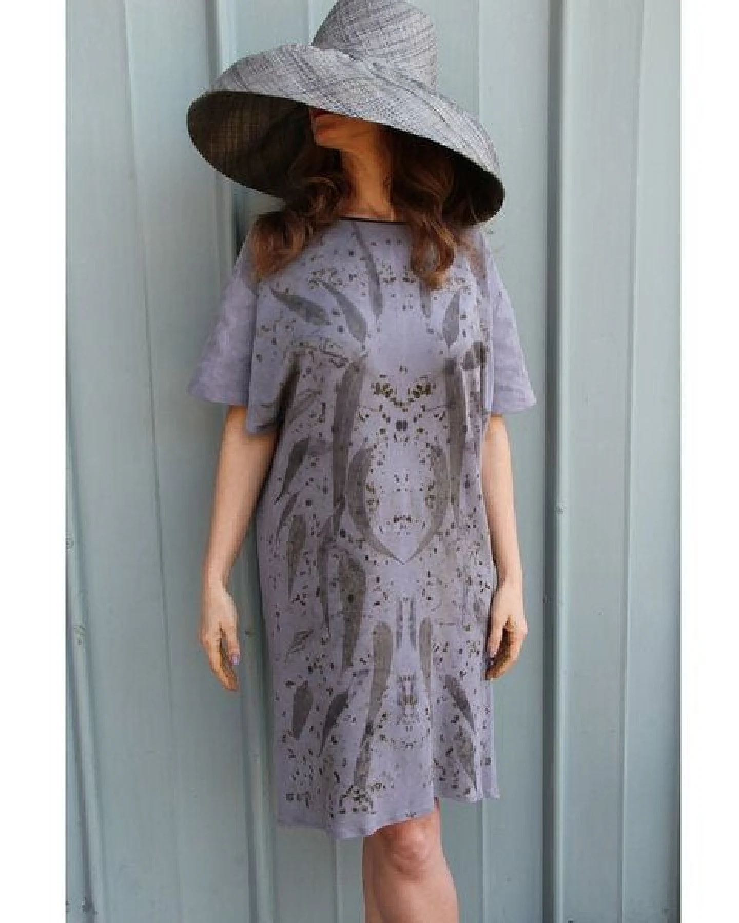 B.e Quality Naturdruck - Fledermaus Ärmel Kleid, Bio Pima Baumwolle – Ansicht 2