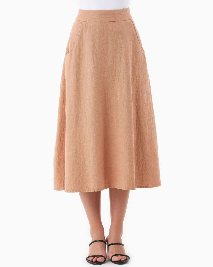 ORGANICATION Damen vegan Rock Midi Hellbraun / Hellbraun