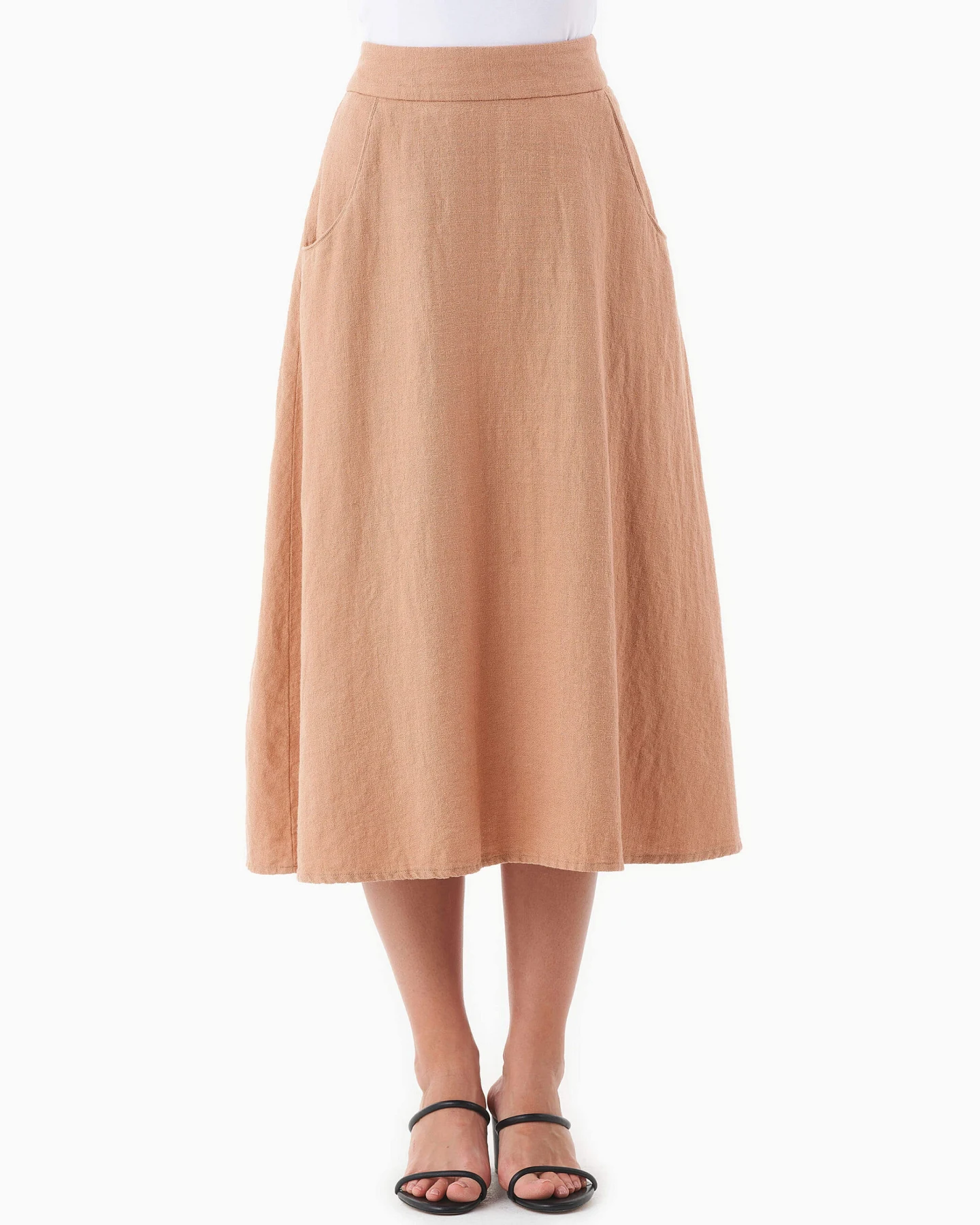 ORGANICATION Damen vegan Rock Midi Hellbraun / Hellbraun – Ansicht 2