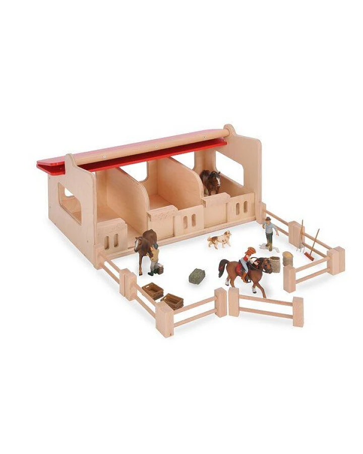 Bätz Holzspielwaren NEU toller Pferdestall Holz lackiert mit aufklappbaren Dach