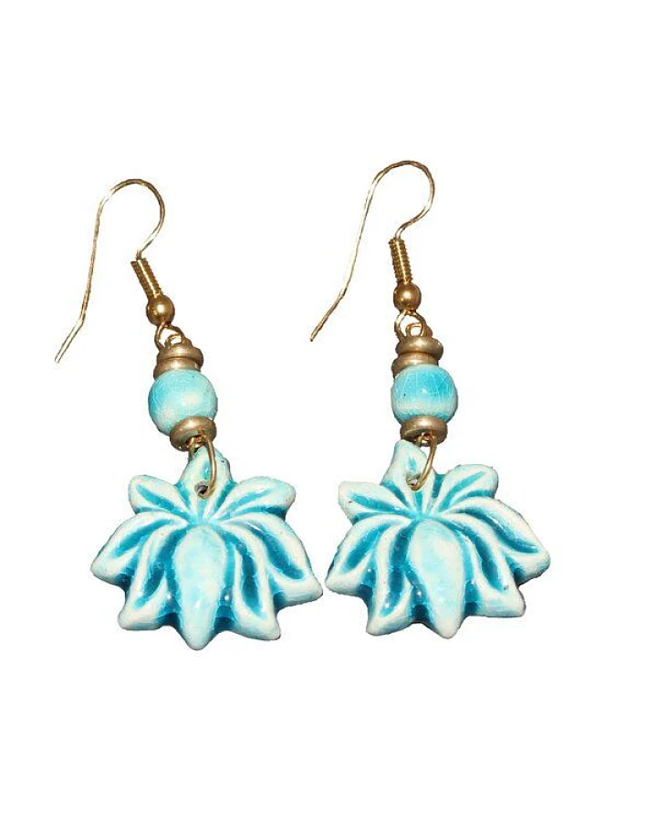 Schönes aus Indochina Schmuck Ohrringe aus Keramik Lotus, Blume und Fächer
