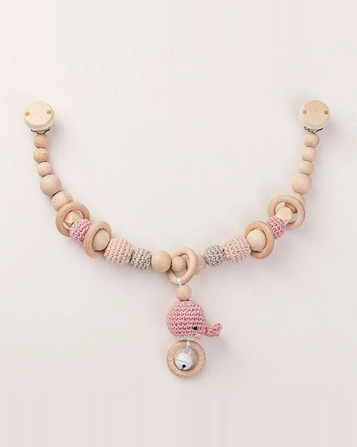 NoniKids Berlin Kinderwagenkette Holz *Amigurumi Wal Rassel* 3 Farben