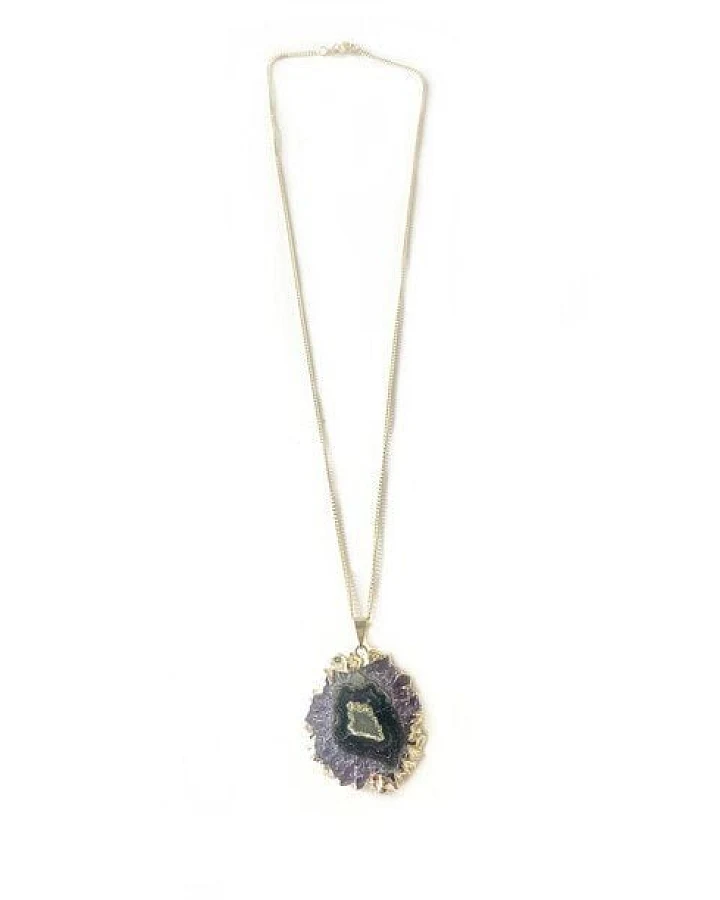 Crystal and Sage Amethyst Stalaktit Halskette