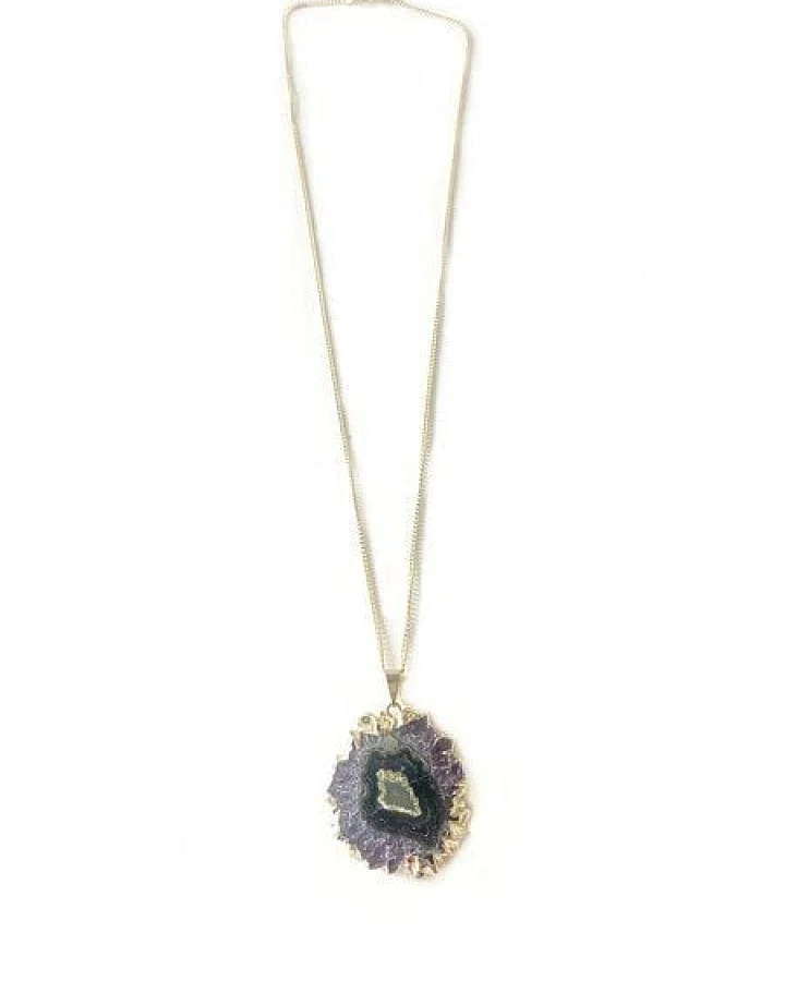 Crystal and Sage Amethyst Stalaktit Halskette