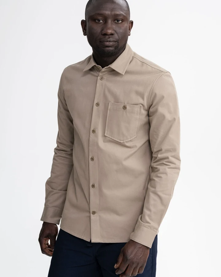 MELA Herren vegan Twillhemd Ashutosh Koriander Beige