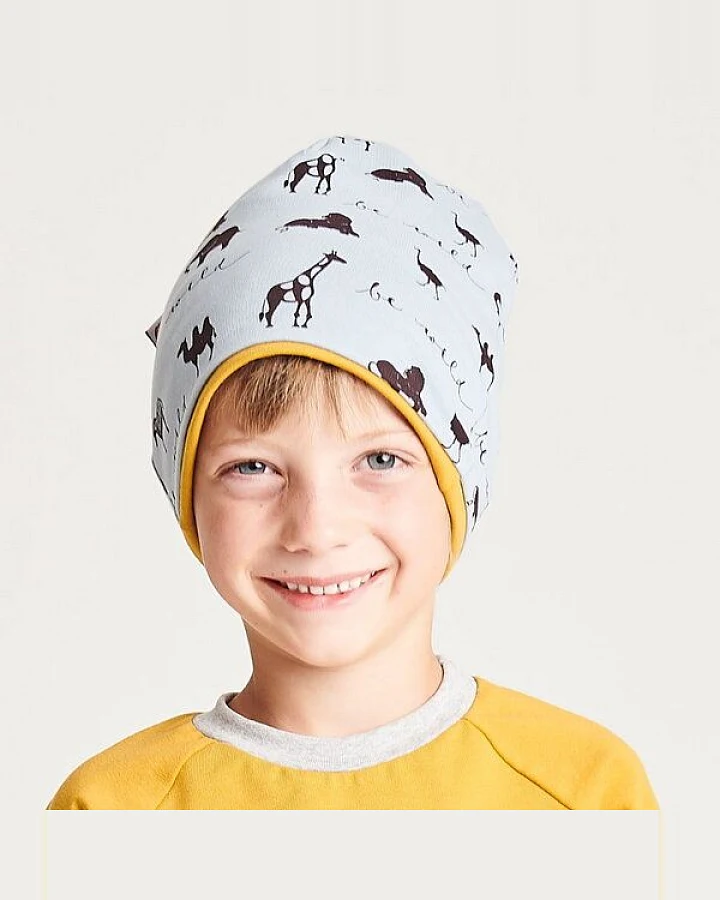Cheeky Apple Beanie-Haube aus Bio-Baumwolle "Be Wild/Ocker"
