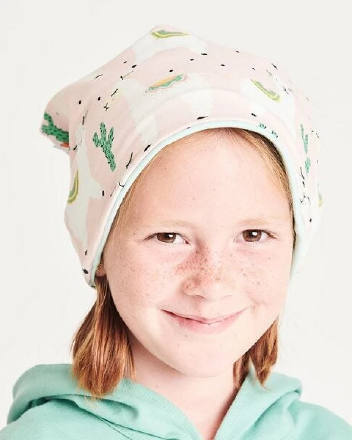 Cheeky Apple Beanie-Haube aus Bio-Baumwolle "Alpakas Rosa/Spearmint"