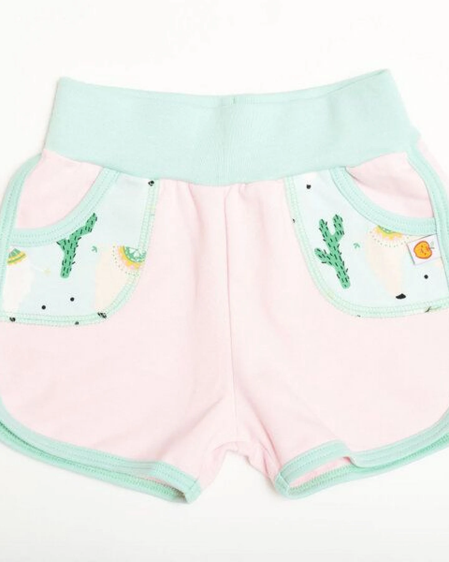 Cheeky Apple Shorts aus Bio-Baumwolle "Summersweat Zartrosa/Alpakas Türkis" – Ansicht 2