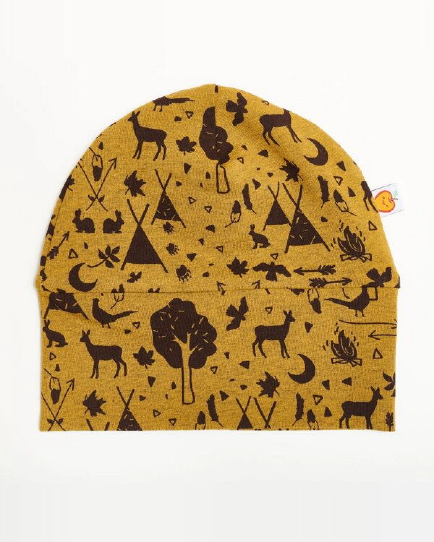 Cheeky Apple Gefütterte Baby-Haube aus Bio-Baumwolle "Tipi Tält/Weiß-Navy Ringel" – Ansicht 2