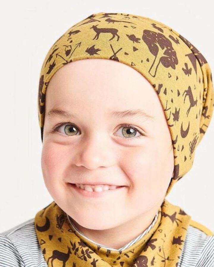 Cheeky Apple Gefütterte Baby-Haube aus Bio-Baumwolle "Tipi Tält/Weiß-Navy Ringel"