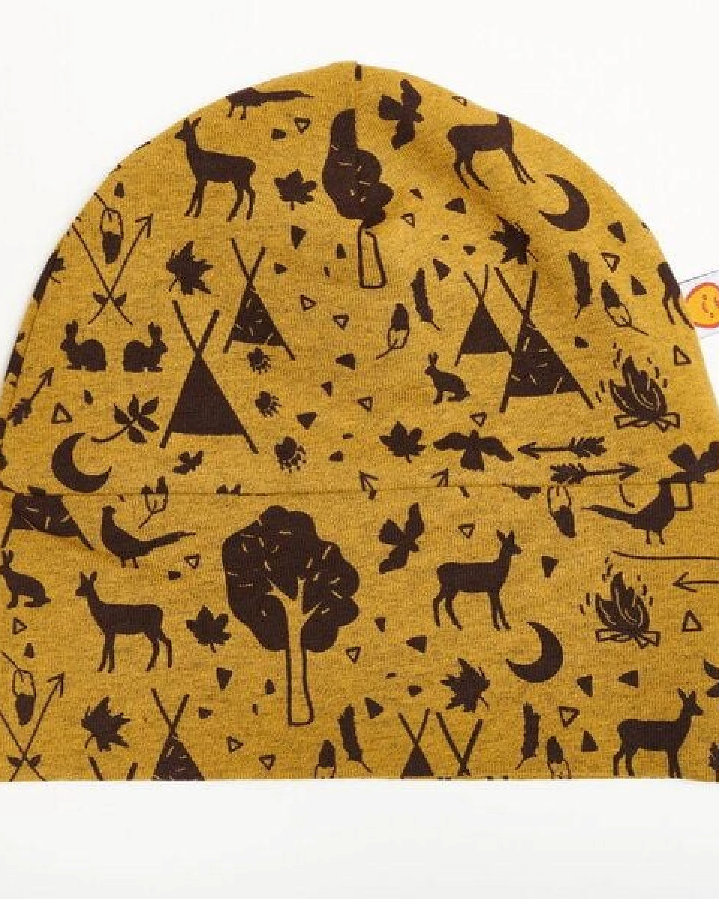 Cheeky Apple Gefütterte Baby-Haube aus Bio-Baumwolle "Tipi Tält/Weiß-Navy Ringel" – Ansicht 2