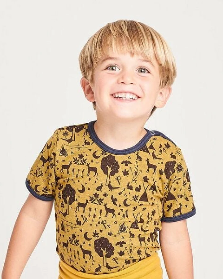 Cheeky Apple Kurzarm-Body aus Bio-Baumwolle "Tipi Tält" Khaki/Navy
