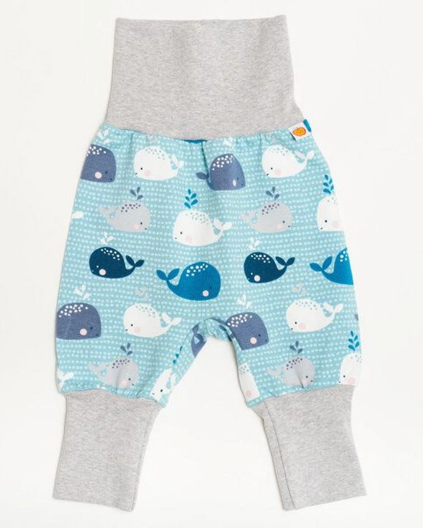 Cheeky Apple Pumphose aus Bio-Baumwolle "Wale" Blau/Zartrosa/Grau – Ansicht 2