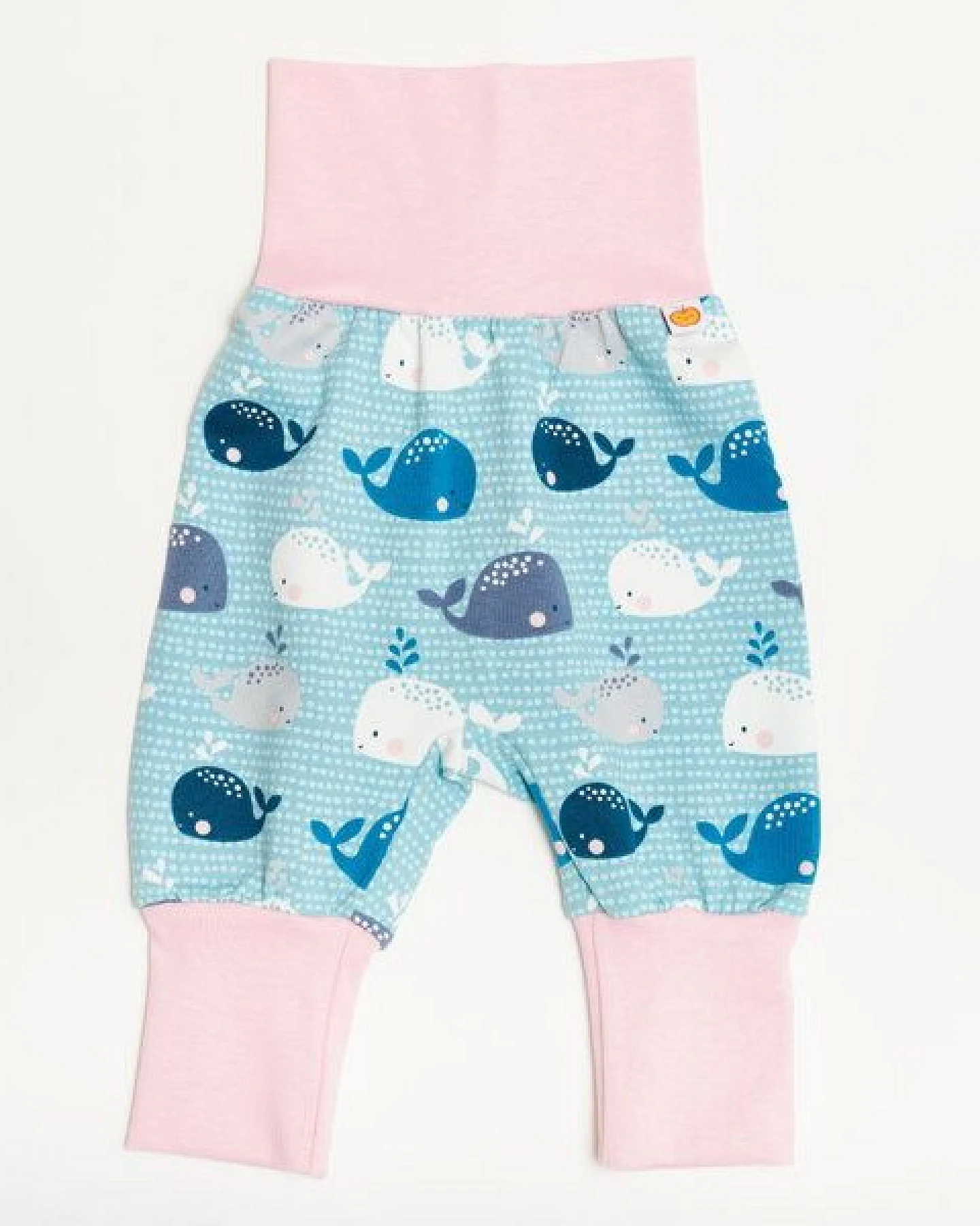 Cheeky Apple Pumphose aus Bio-Baumwolle "Wale" Blau/Zartrosa/Grau – Ansicht 2