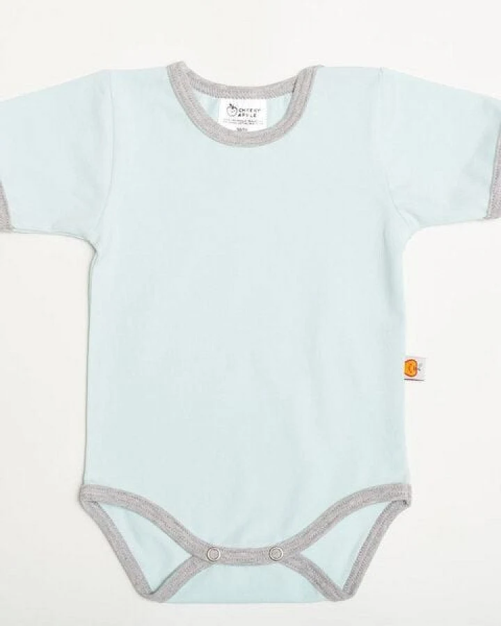 Cheeky Apple Kurzarm-Body aus Bio-Baumwolle "Pastell Uni" Rosa/Türkis/Hellblau