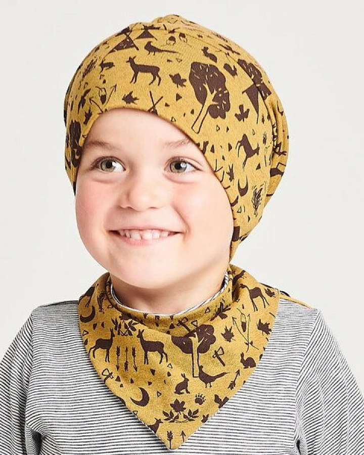 Cheeky Apple Lätzchen aus Bio-Baumwolle "Tipi Tält" Khaki/Weiß-Navy Ringel