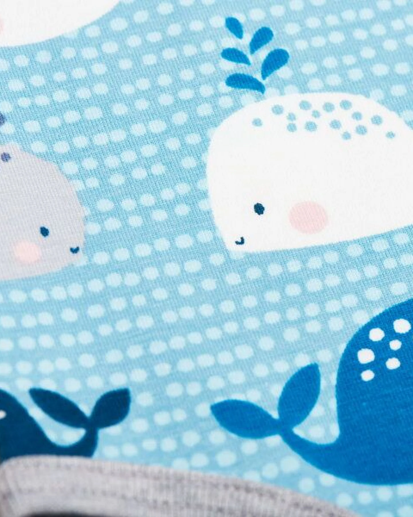 Cheeky Apple Kurzarm-Body aus Bio-Baumwolle "Wale" Blau/Rosa/Grau – Ansicht 3
