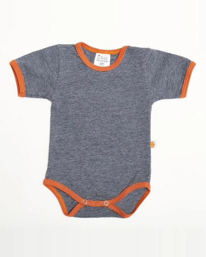 Cheeky Apple Kurzarm-Body aus Bio-Baumwolle "Ringel" Navy/Weiß