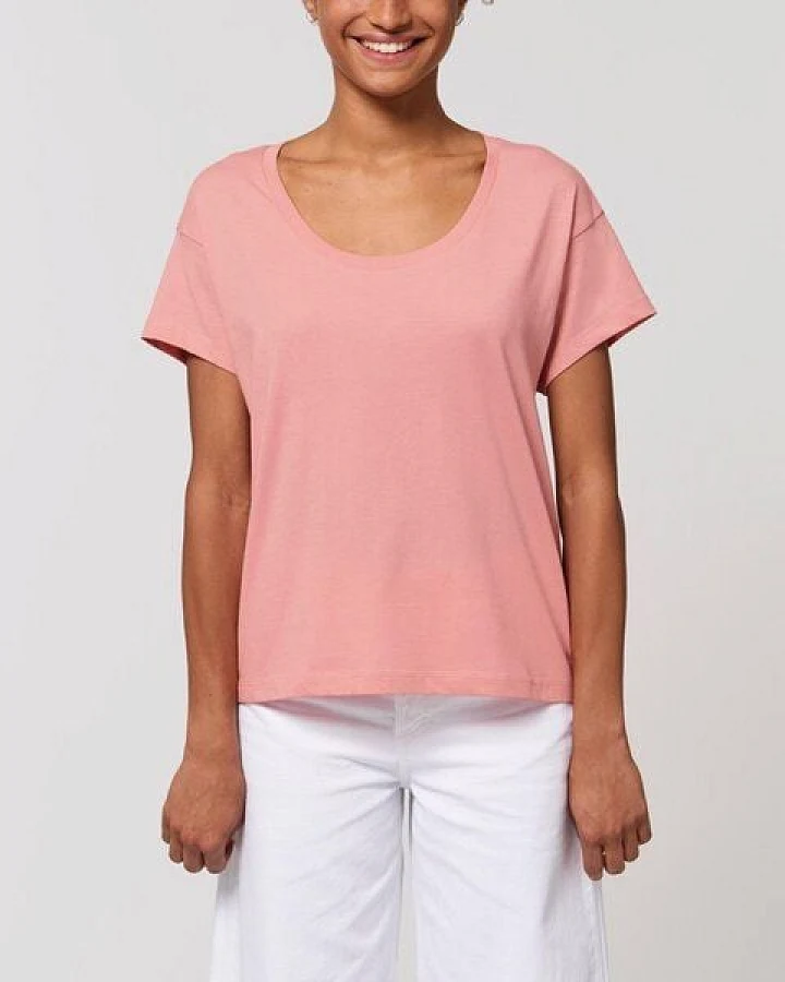 YTWOO Locker geschnittenes Damen T-Shirt aus Bio Baumwolle