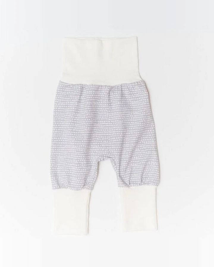 Cheeky Apple Pumphose aus Bio-Baumwolle "Baby Basic" Dotted Lines Grau/Ecru