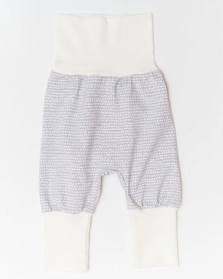 Cheeky Apple Pumphose aus Bio-Baumwolle "Baby Basic" Dotted Lines Grau/Ecru