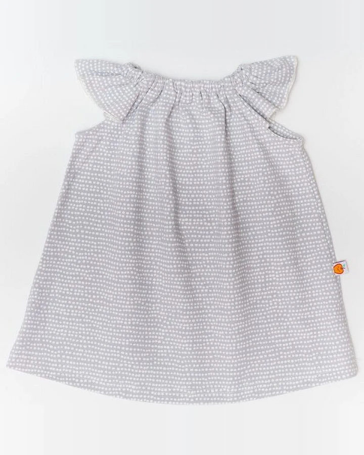 Cheeky Apple Hängerkleidchen aus Bio-Baumwolle "Baby Basic Dotted Lines" Grau/Weiß