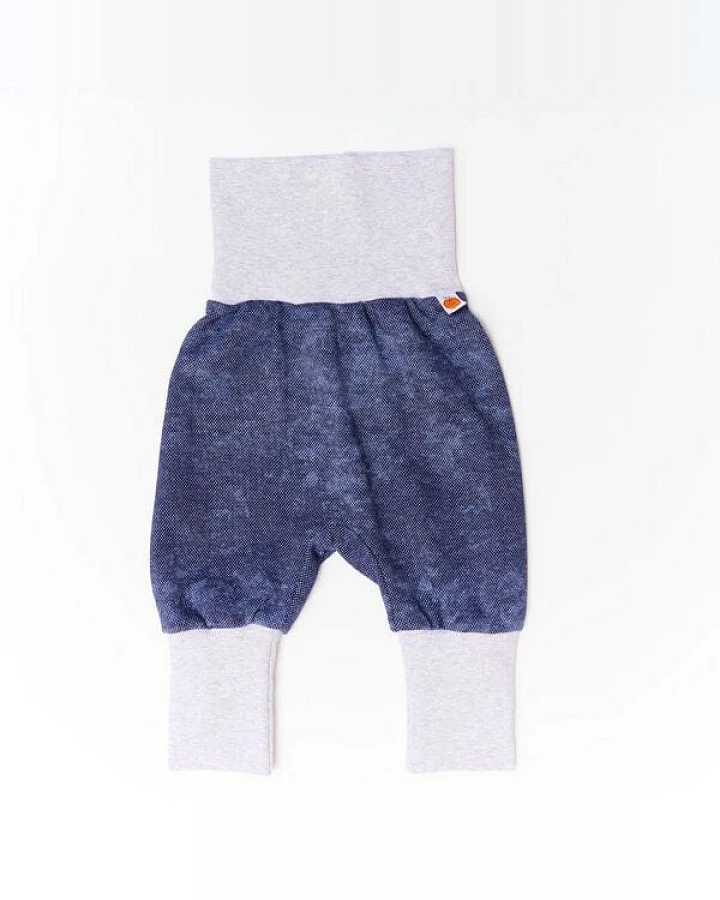 Cheeky Apple Pumphose aus Bio-Baumwolle "Baby Basic Pique" Jeansblau/Grau
