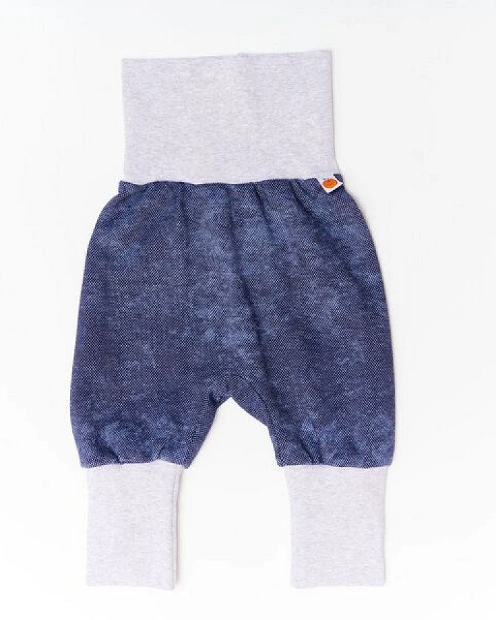 Cheeky Apple Pumphose aus Bio-Baumwolle "Baby Basic Pique" Jeansblau/Grau