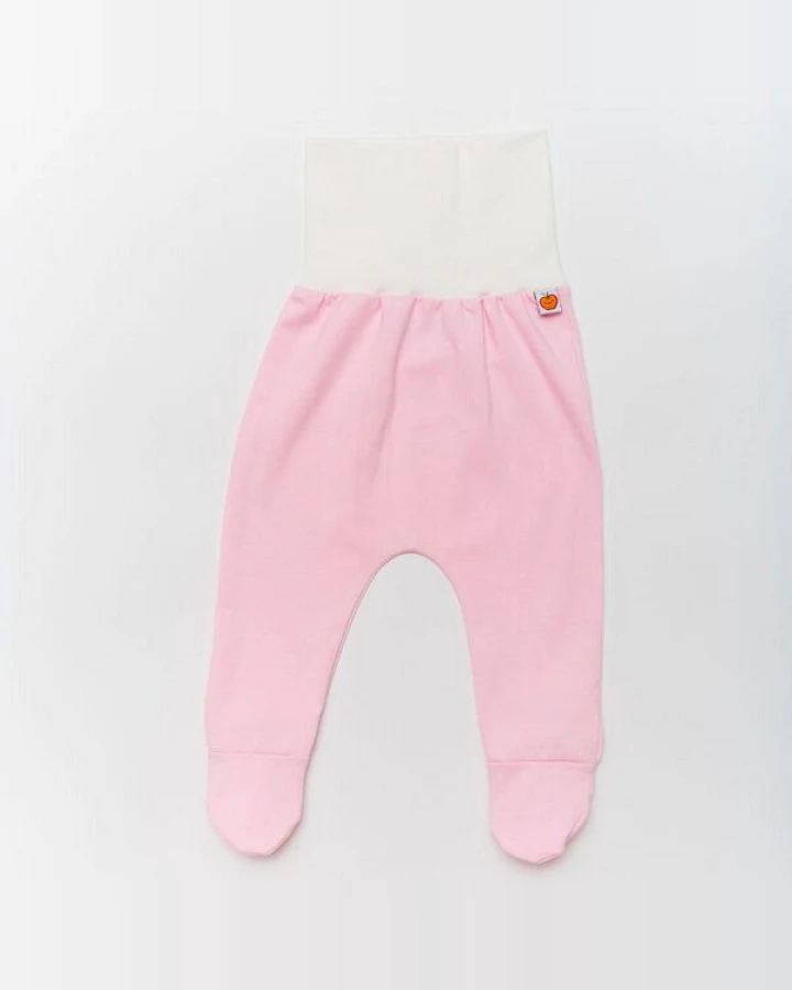 Cheeky Apple Strampelhose mit Füßen aus Bio-Baumwolle "Baby Basic Uni" Hellrosa/Hellblau/Weiß