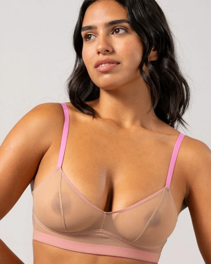 Understatement Damen vegan Bralette Balconette Mesh Warm/Candy Pink